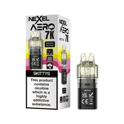 Nexel Aero 7K skittys pod and packaging on a white background