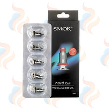 SMOK Nord Coils packaging with five coils in a clear blister pack on a white background