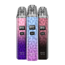Three oxva xlim classic vapes with geometric patterns on a white background