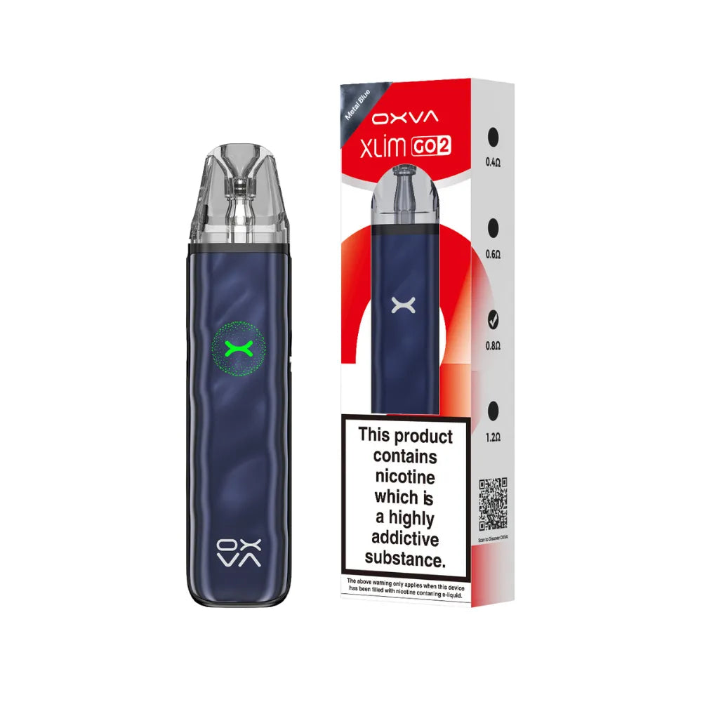 OXVA vape device with packaging on a white background