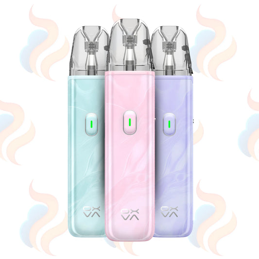 Three OXVA Xlim Go Lite Vape devices on a white background with UK Vape Supply Logo
