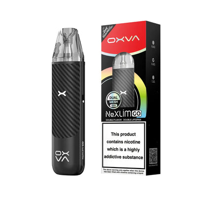 OXVA NexLimGo black warrior vape device and packaging on a white background