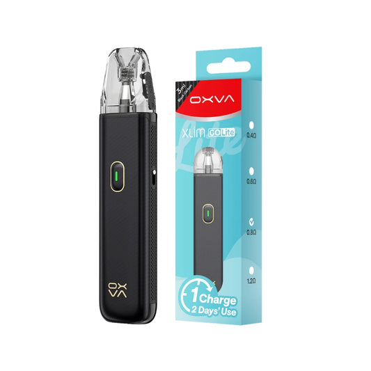 OXVA Xlim Go Lite Pod Vape in "Black Carbon" Colour With Packaging.