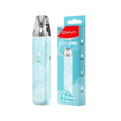 OXVA Xlim Go Lite Pod Vape in "Light Blue" Colour With Packaging.