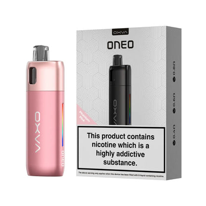 OXVA ONEO phantom pink vape device and packaging on a white background