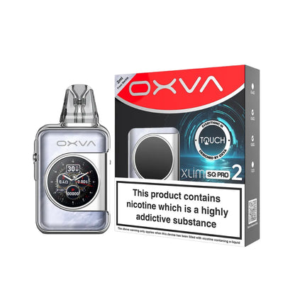 OXVA XLIM SQ PRO 2  frost marble vaping device and packaging on a white background