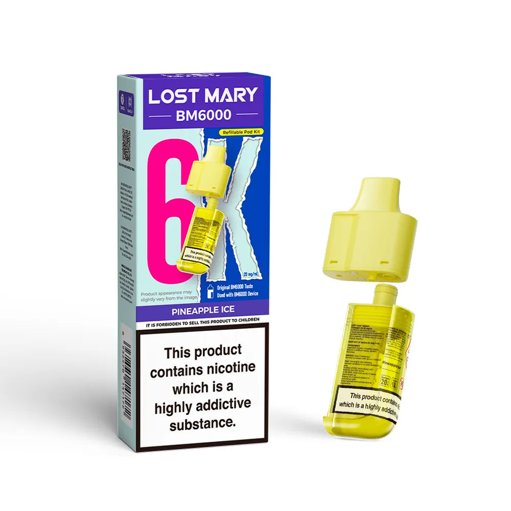 Lost Mary BM6000 refill pod cartridges on a white background