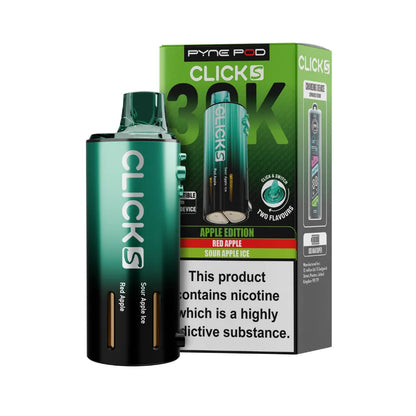 Pyne Pod Click S Pod in Apple Edition beside packaging on a white background.