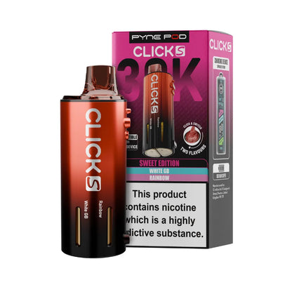 Pyne Pod Click S Pod in Sweet Edition beside packaging on a white background.