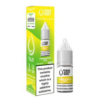 Pukka Juice Pineapple Ice e-liquid bottle and packaging on a white background