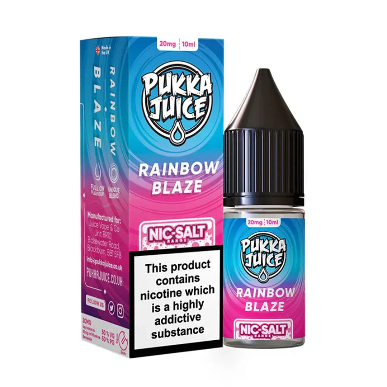Pukka Juice Rainbow Blaze e-liquid packaging on a white background