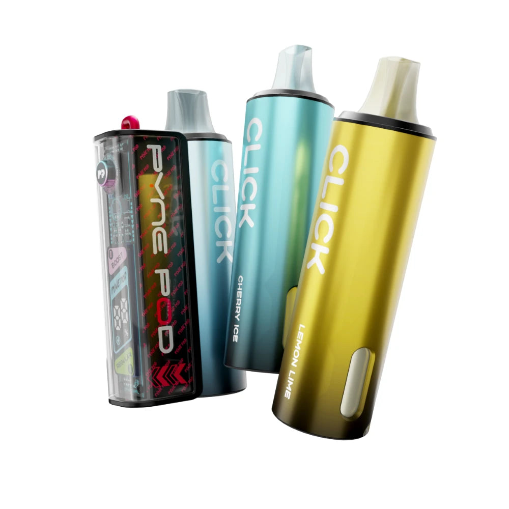 Colourful Pyne Pod Click 50K vape device in "Special Edition" with 2 refill pods on a white background.