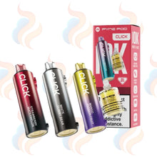 Three Pyne Pod 50K refills on a white background with UK Vape Supply Logo