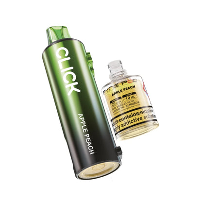 Pyne Pod Click 50k Refill pod and prefilled container in "Apple Peach" flavour on a white background