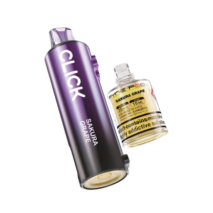 Pyne Pod Click 50k Refill pod and prefilled container in "Sakura Grape" flavour on a white background.