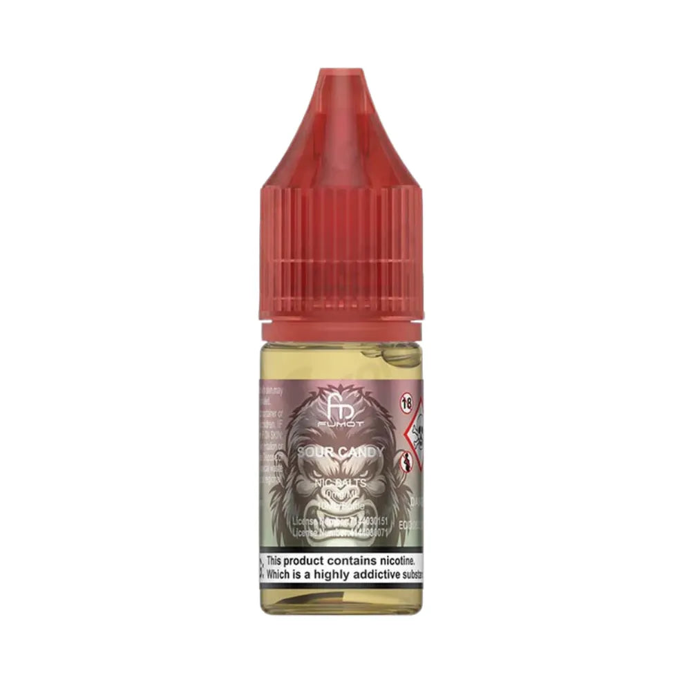 R&M Tornado 7000 Salts Vape juice bottle with sour candy flavour and label on a white background