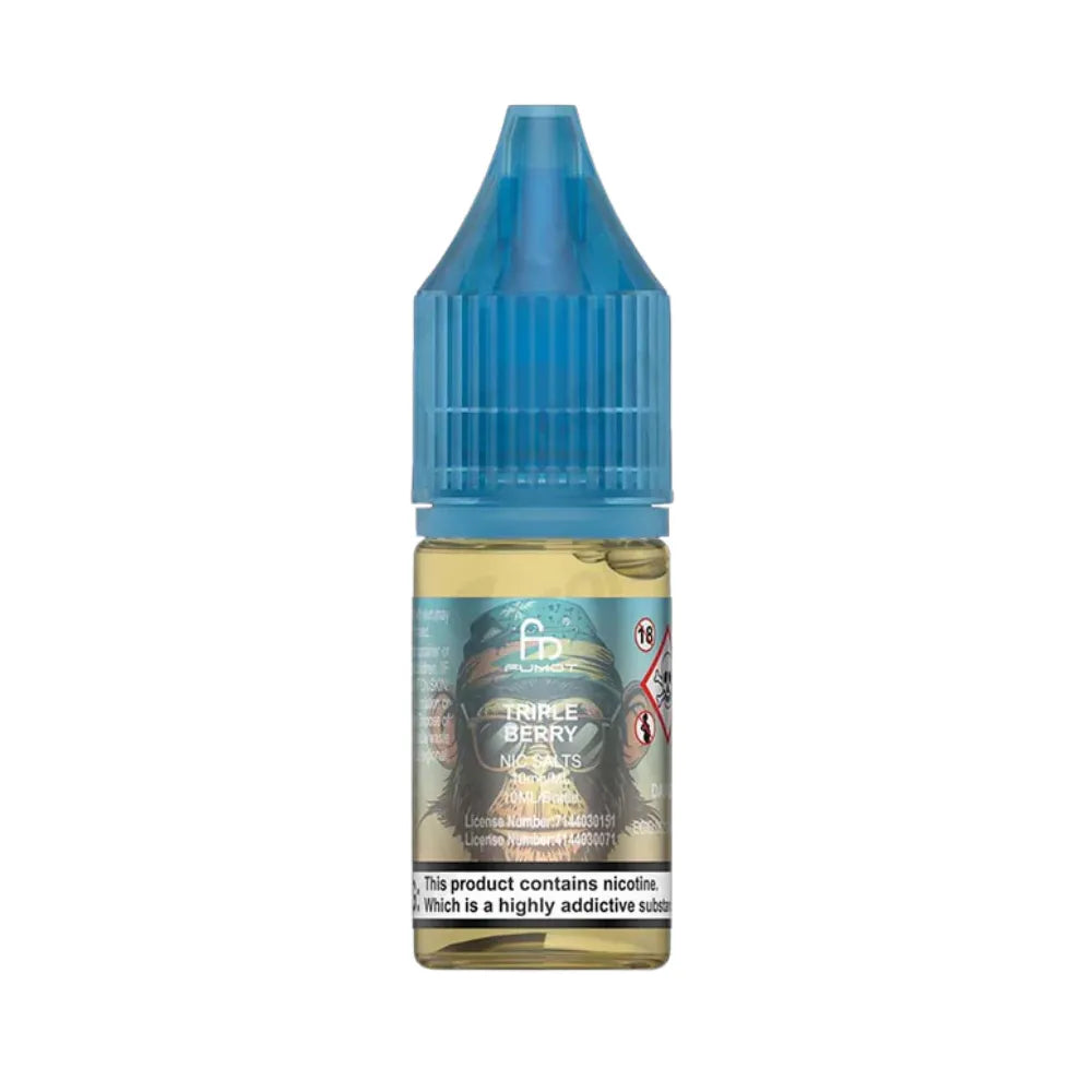 R&M Tornado 7000 Salts Bottle of Triple Berry vape juice with a blue cap on a white background