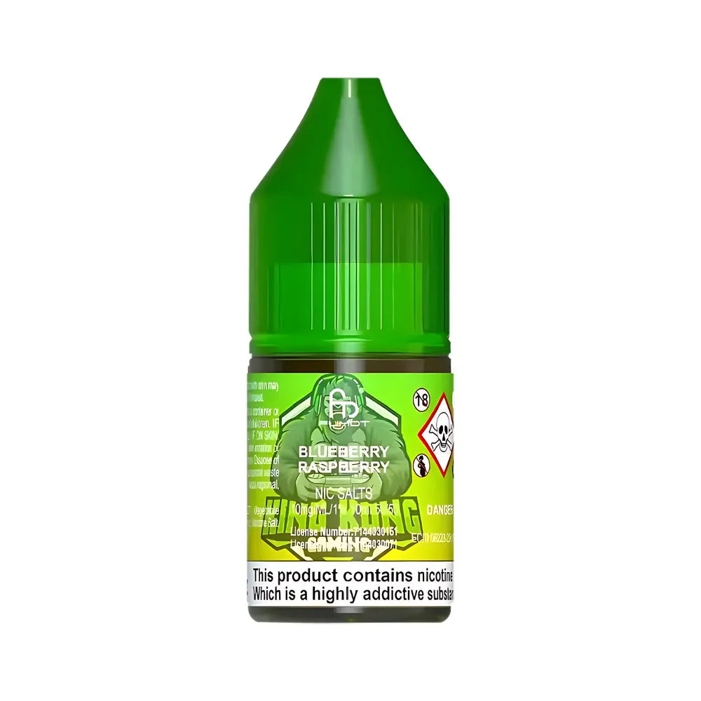R&M Tornado 7000 Salts Green bottle of blueberry raspberry nicotine product on a white background