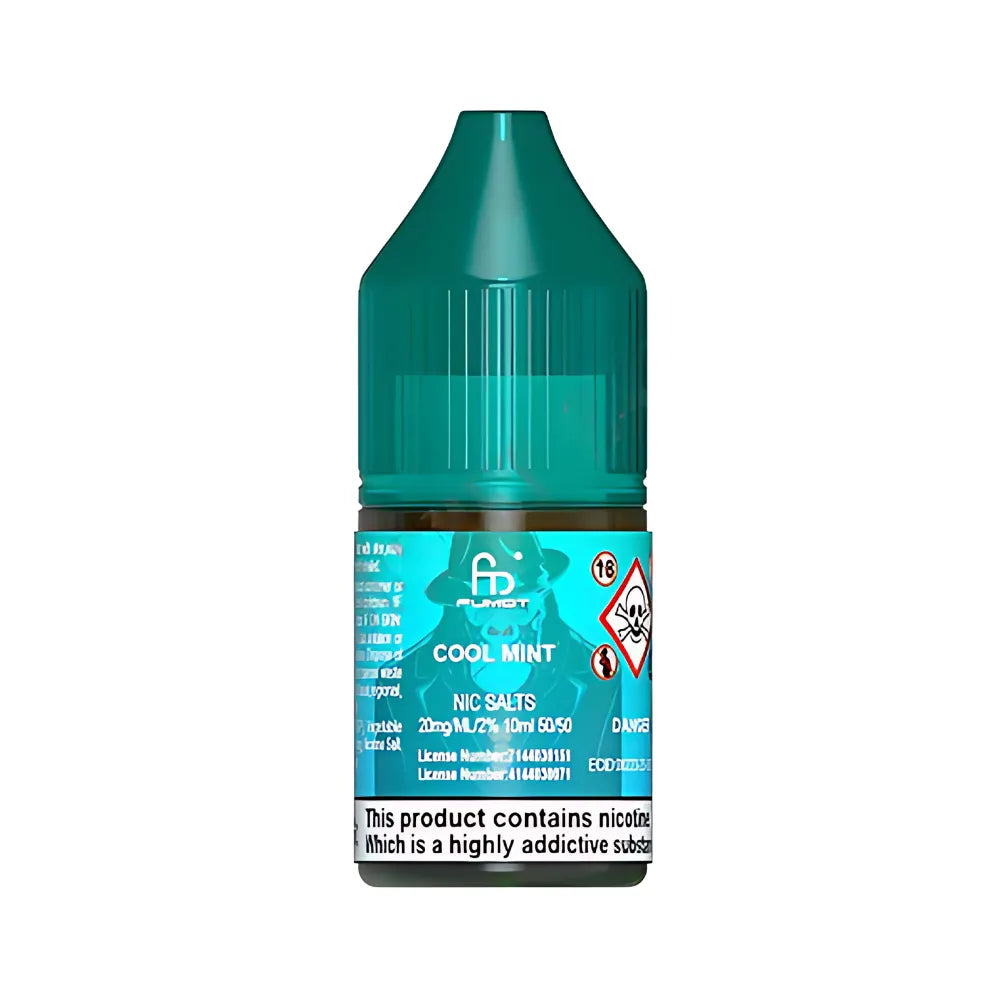 R&M Tornado 7000 Salts cool mint vape juice bottle with blue label on a white background