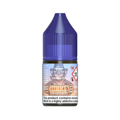 R&M Tornado 7000 Salts Vape juice bottle with grape ice and colorful label on a white background