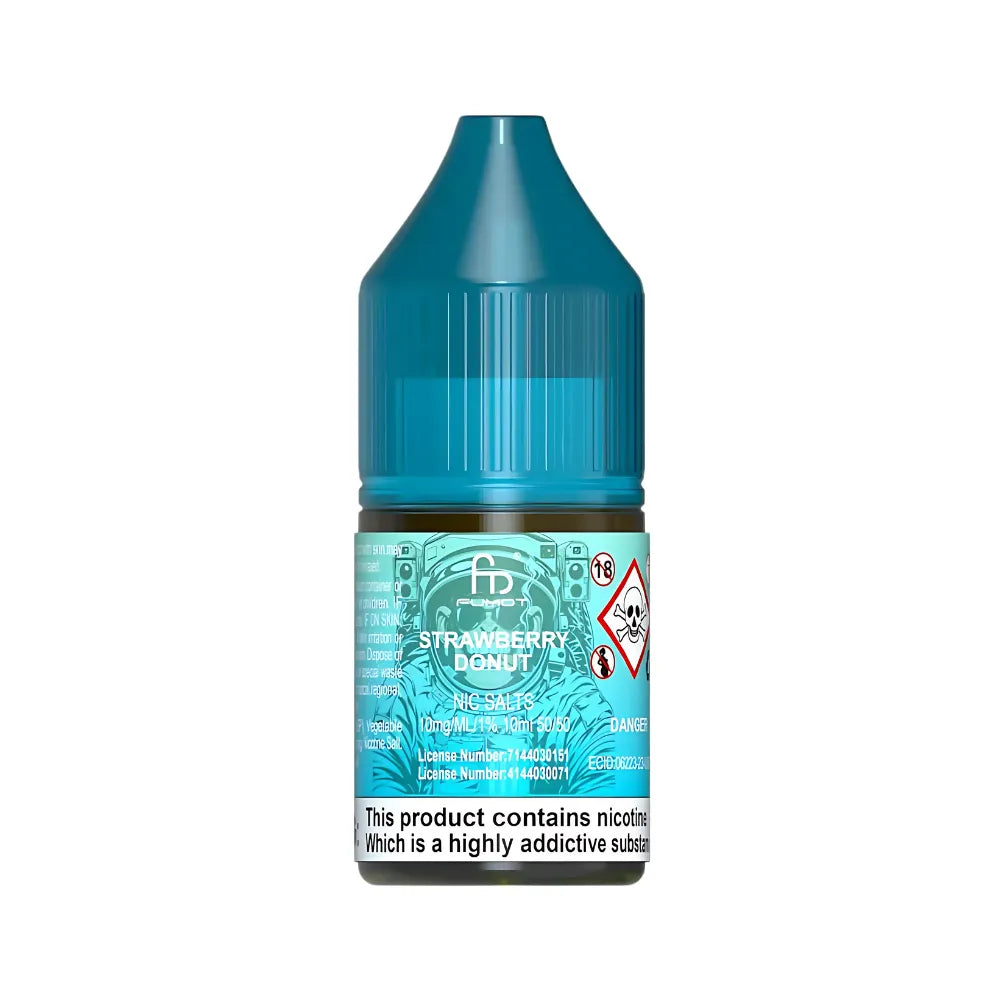 R&M Tornado 7000 Salts bottle of strawberry donut-flavored e-liquid on a white background