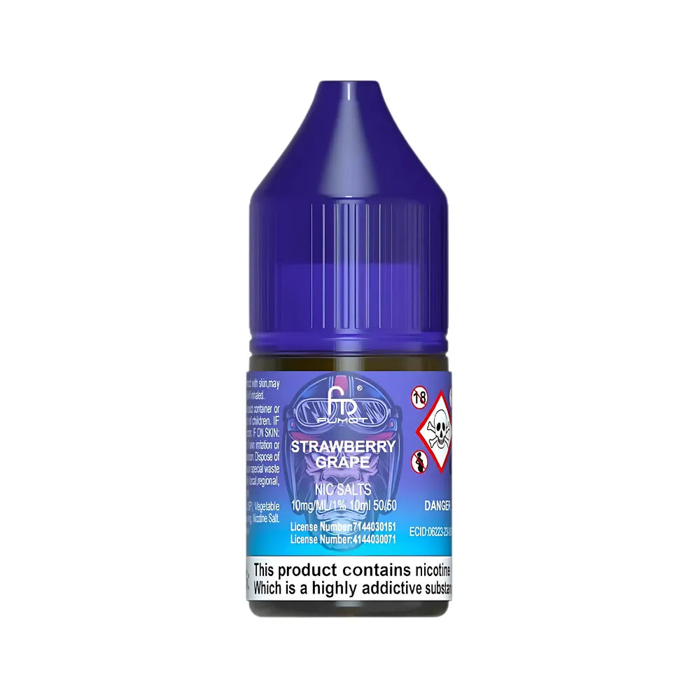 R&M Tornado 7000 Salts bottle of strawberry grape flavored e-liquid on a white background
