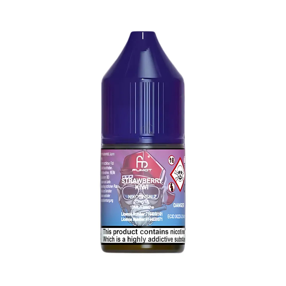 R&M Tornado 7000 Salts bottle of strawberry kiwi e-liquid with a label on a white background