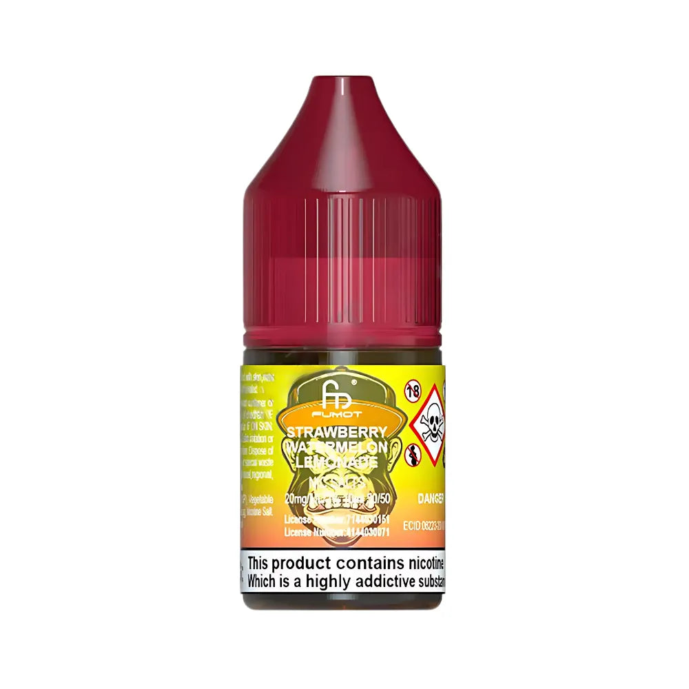 R&M Tornado 7000 Salts strawberry watermelon lemonade Vape juice bottle with colorful label on a white background