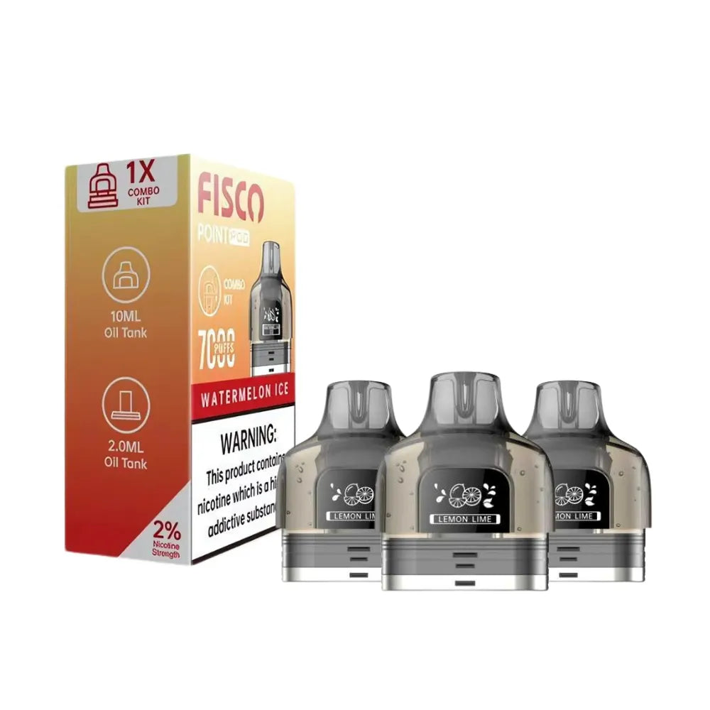 Fisco vape refills with packaging on a white background