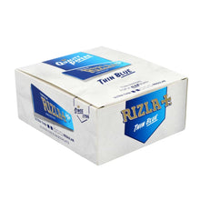 Box of 50 Rizla Thin Blue rolling paper on a white background