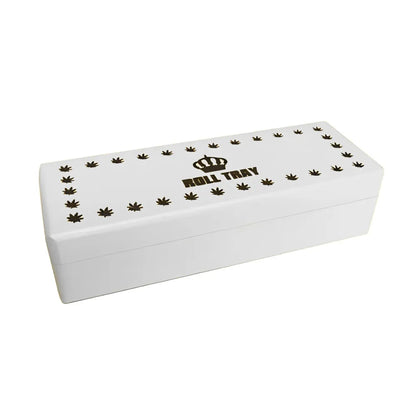 White small wooden box with "Roll Tray" branding on a white background