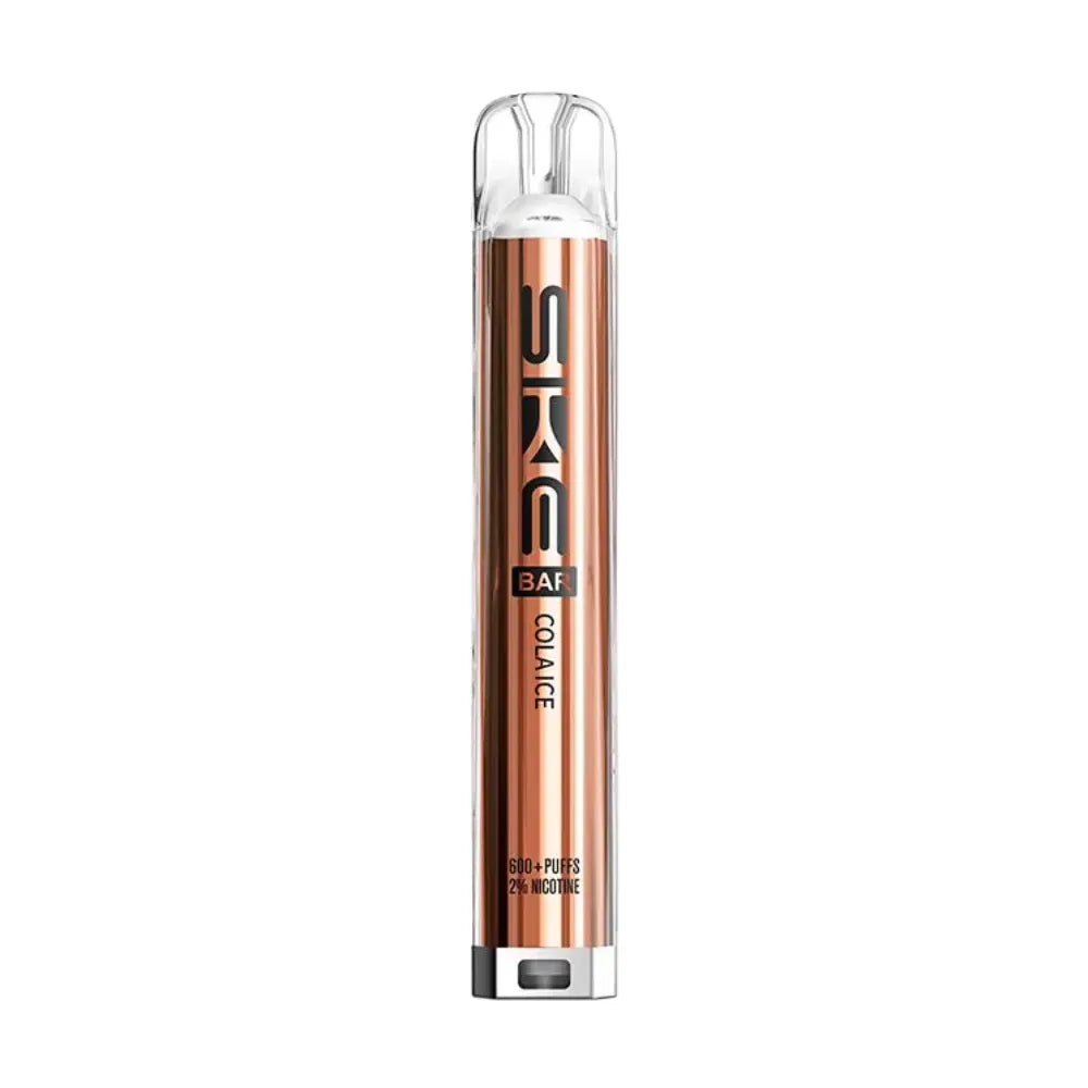 Bronze-colored vape pen with 'SKG' branding on a white background