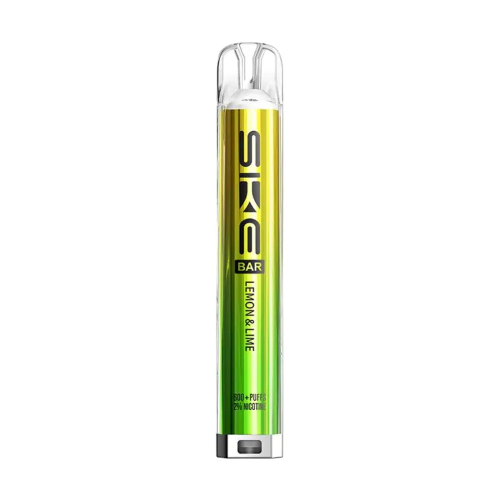 SKE bar vape pen with lemon and lime flavor on a white background