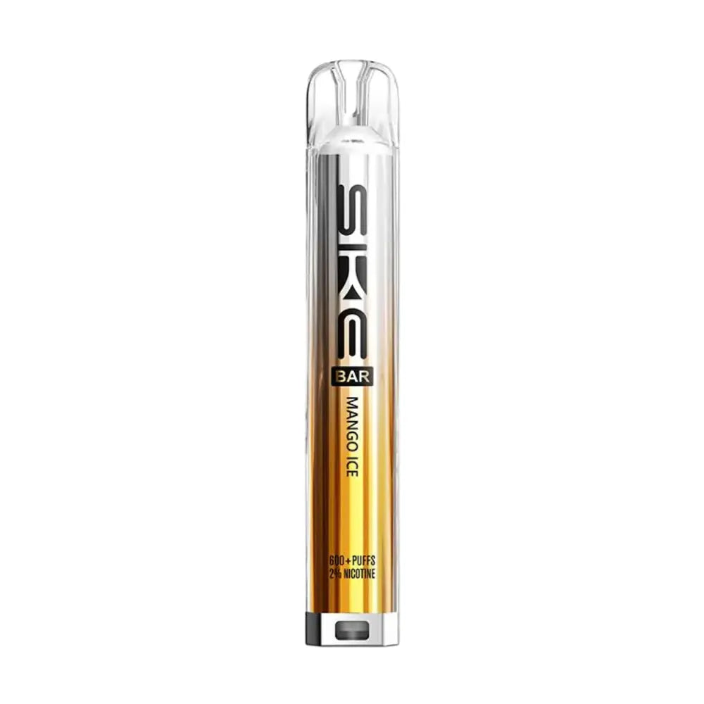 SKE vape pen with gold and black design on a white background