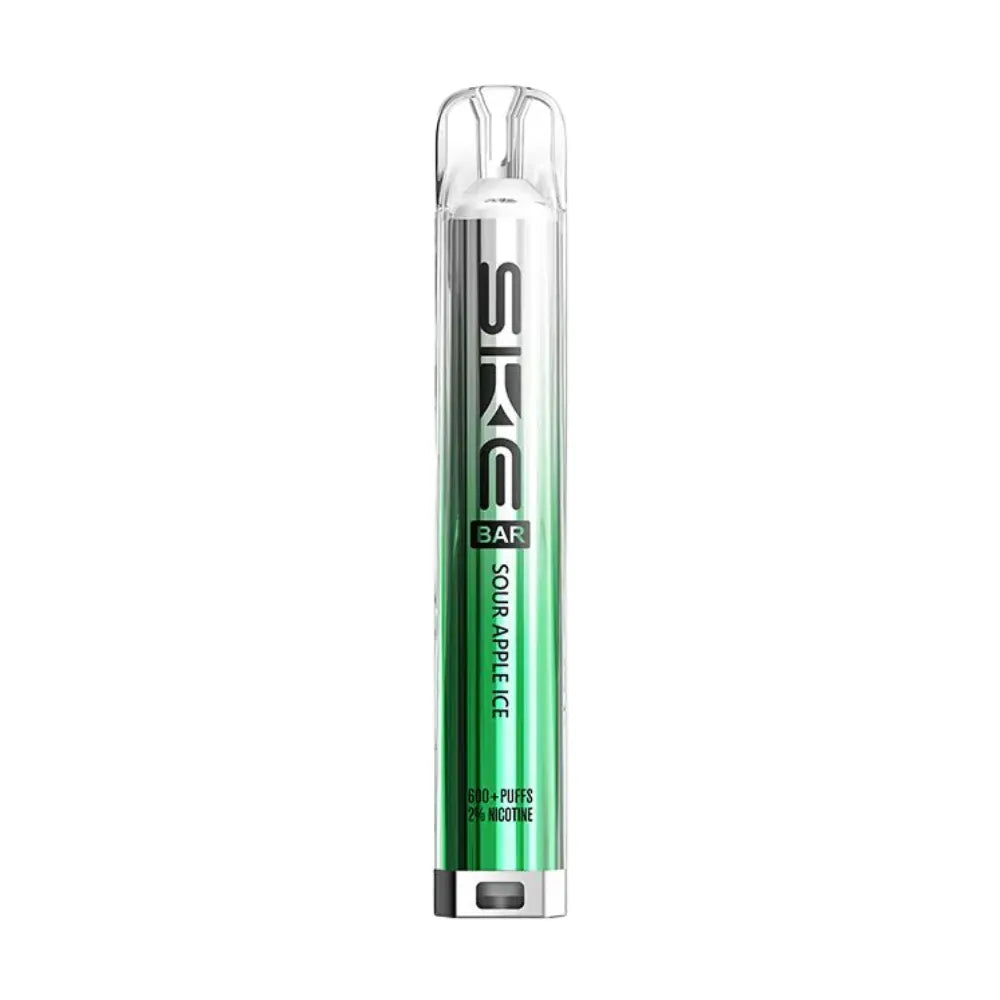 SKE vape pen with green and silver design on a white background