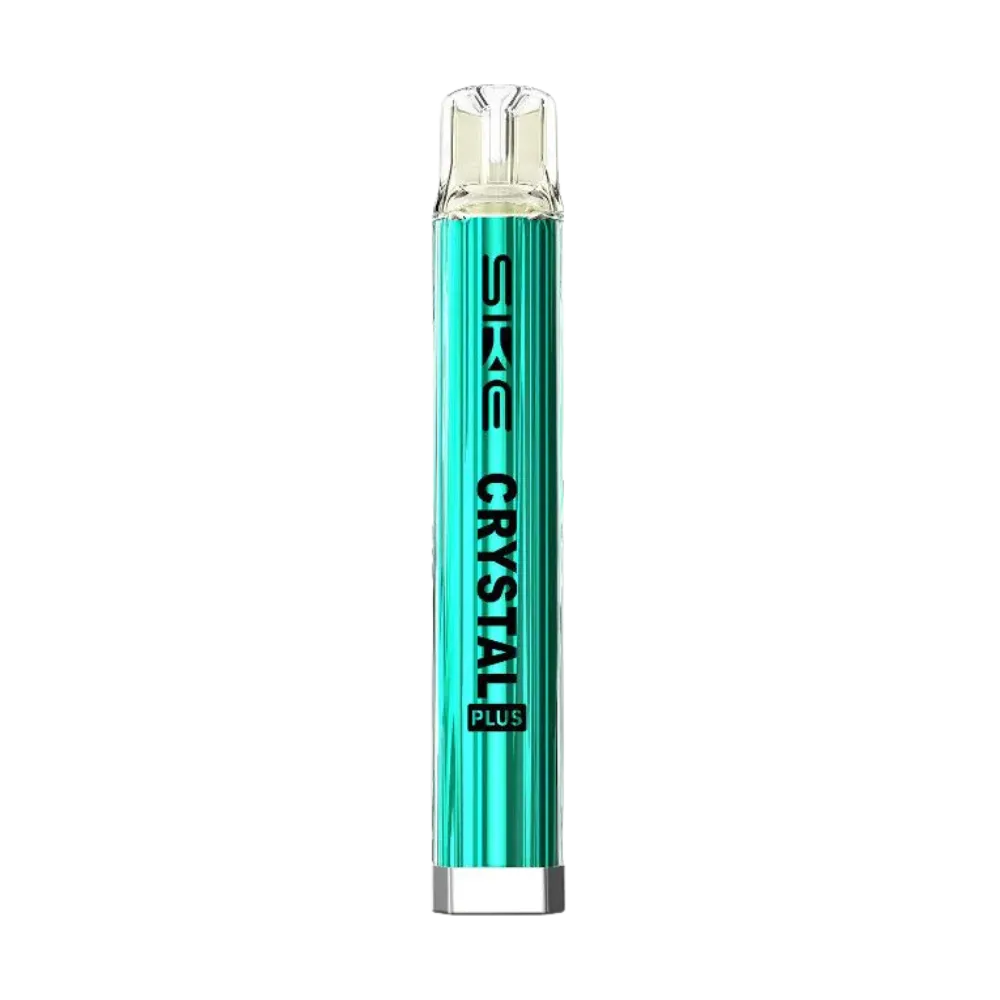 Turquoise vape pen with 'SKE Crystal Plus' branding on a white background