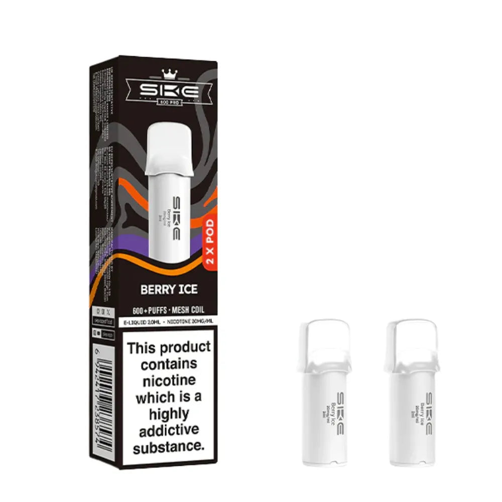 SKE pro 600 vape pods berry ice and packaging on a white background