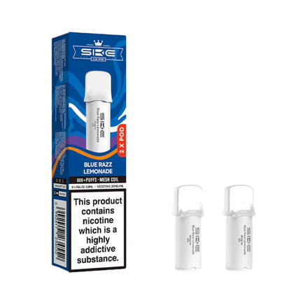 SKE pro 600 vape pods Blue Razz Lemonade and packaging on a white background