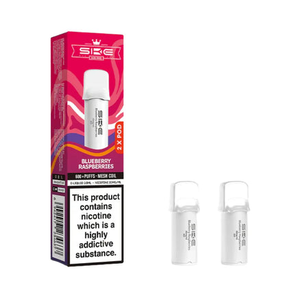 SKE pro 600 vape pods blueberry raspberries and packaging on a white background