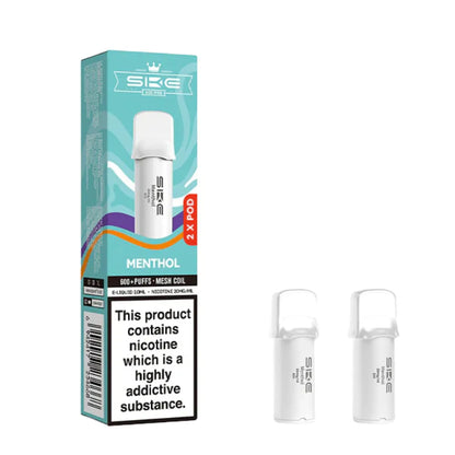 SKE pro 600 vape pods menthol and packaging on a white background
