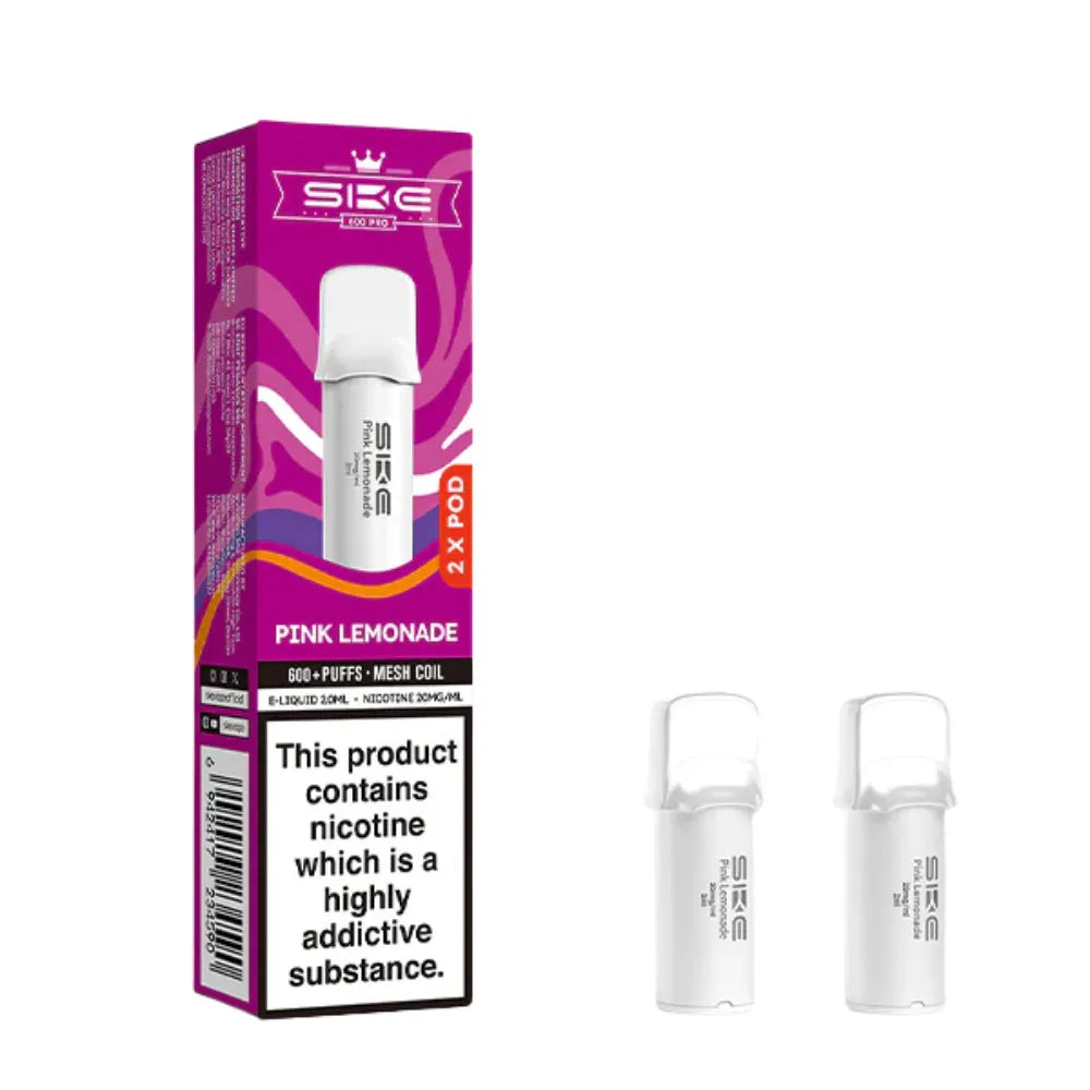 SKE pro 600 vape pods Pink Lemonade and packaging on a white background