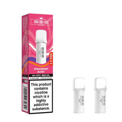 SKE pro 600 vape pods Strawberry Burst and packaging on a white background