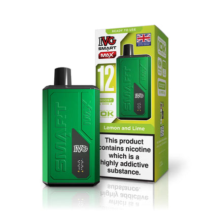 Green IVG vape device and packaging on a white background