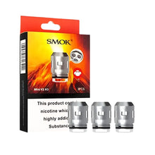 SMOK A3 Mini v2 vape coil package with three coils on a white background
