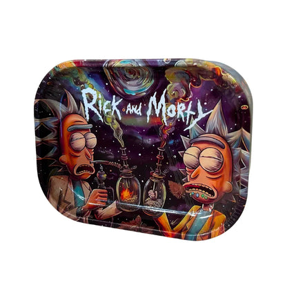 Rick and Morty-themed metal box with colorful design on a white background
