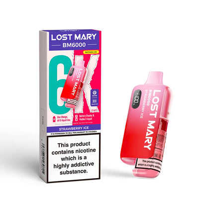 Lost Mary BM6000 vape device and packaging on a white background