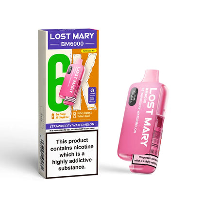 Lost Mary BM6000 vape device and packaging on a white background