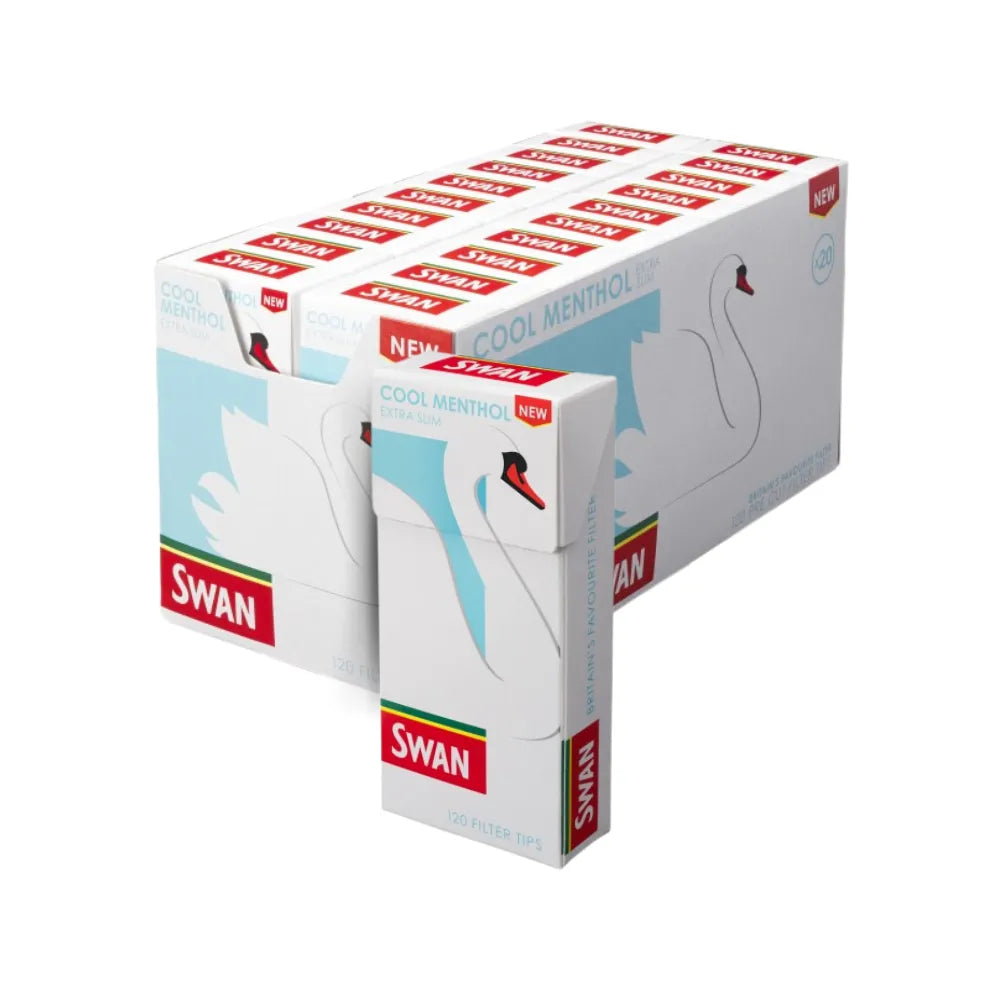 Two boxes of Swan Cool Menthol tips on a white background