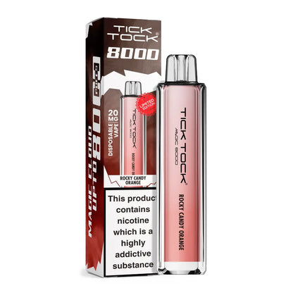 Tick Tock 8000 vape device and packaging on a white background