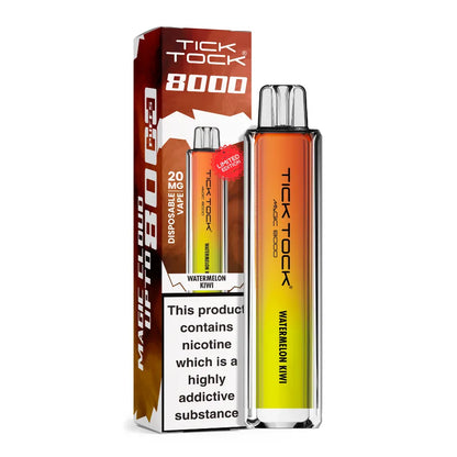 Tick Tock 8000 vape device and packaging on a white background